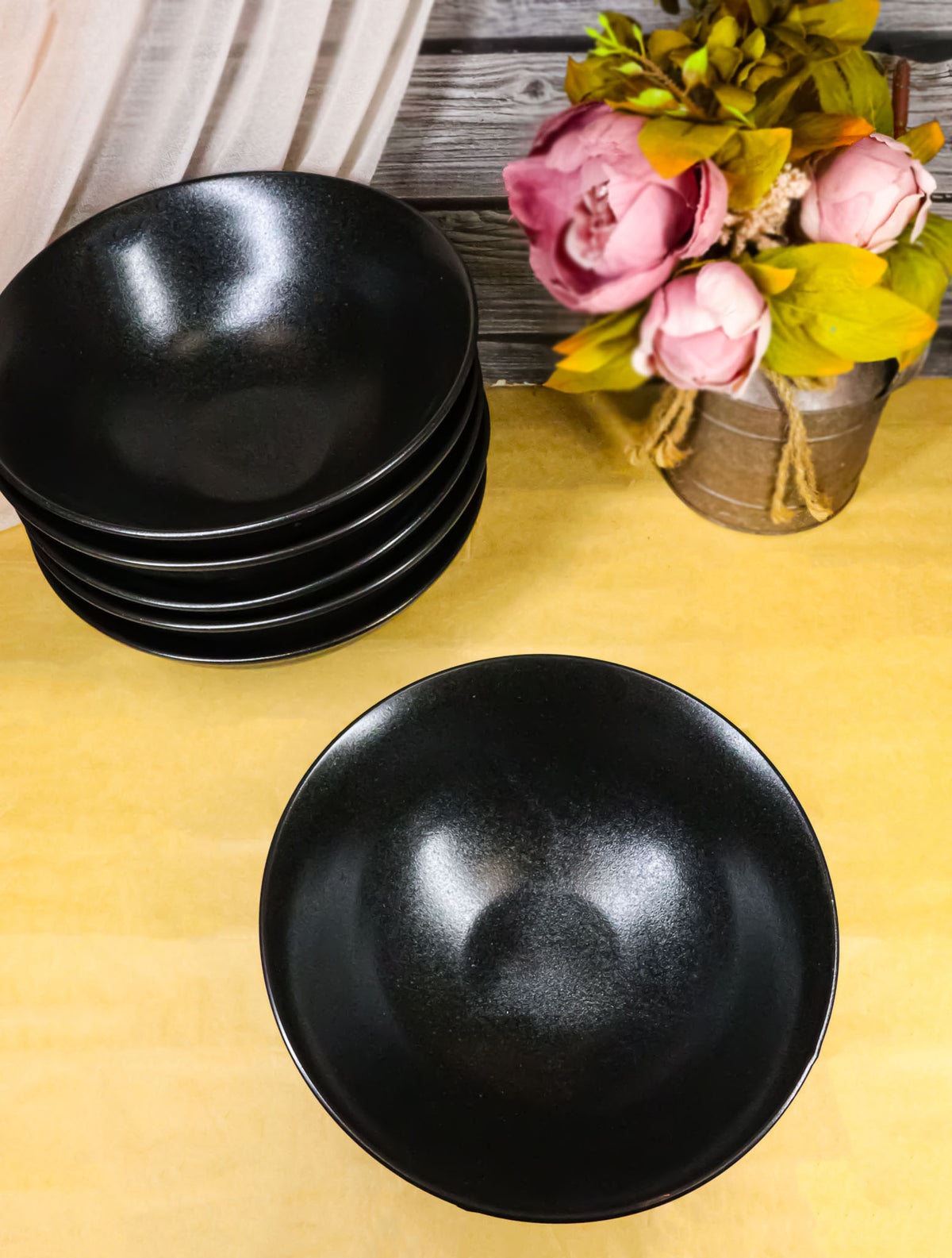 Pack Of 6 Black Kokuyo Ceramic Collection Large Ramen Soup Dinner Bowl 40oz