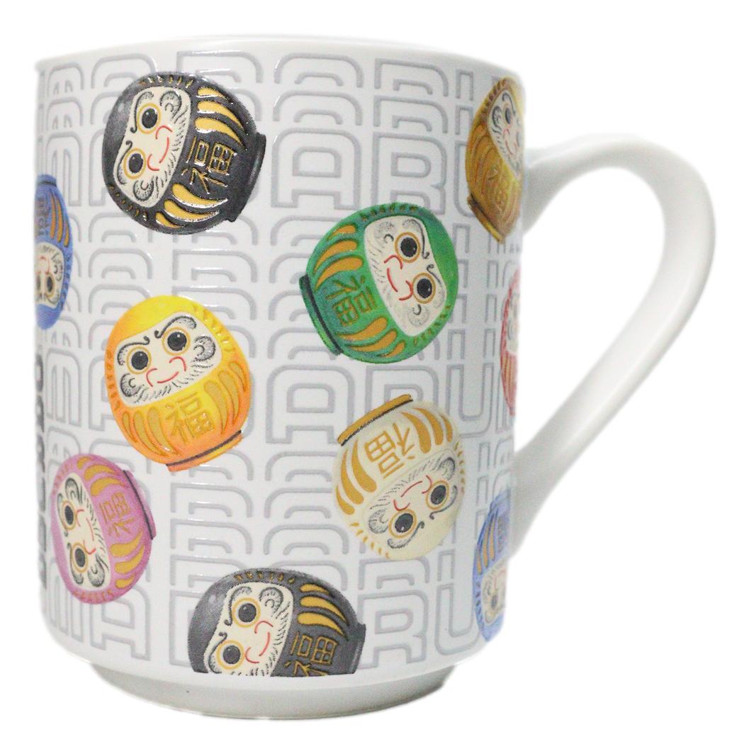 Set Of 2 Daruma Talisman Of Luck And Perseverance Textured Ceramic Mug Cups 11oz