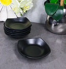 Pack Of 6 Black Silk Melamine Curved Square Appetizer Sides Banchan Plates 4.5"D