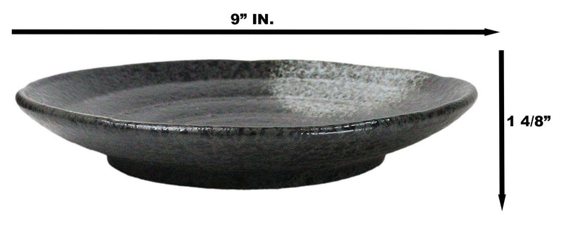 Pack Of 5 Ceramic Charcoal Grey Tone Hakumu Porcelain Round Dinner Plates 8.75"D