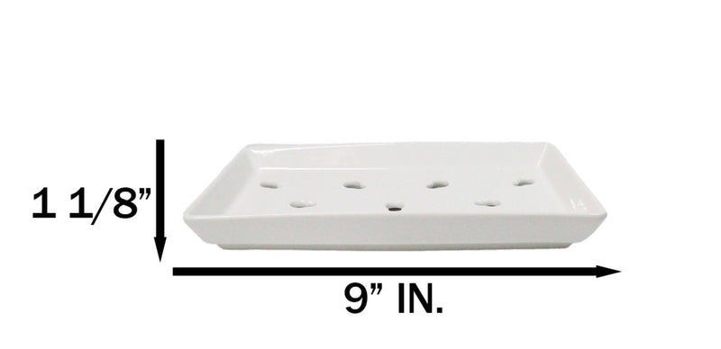 Pack Of 12 Ceramic White Neta Zara Sushi Case Plates With Drip Holes 9" By 5"