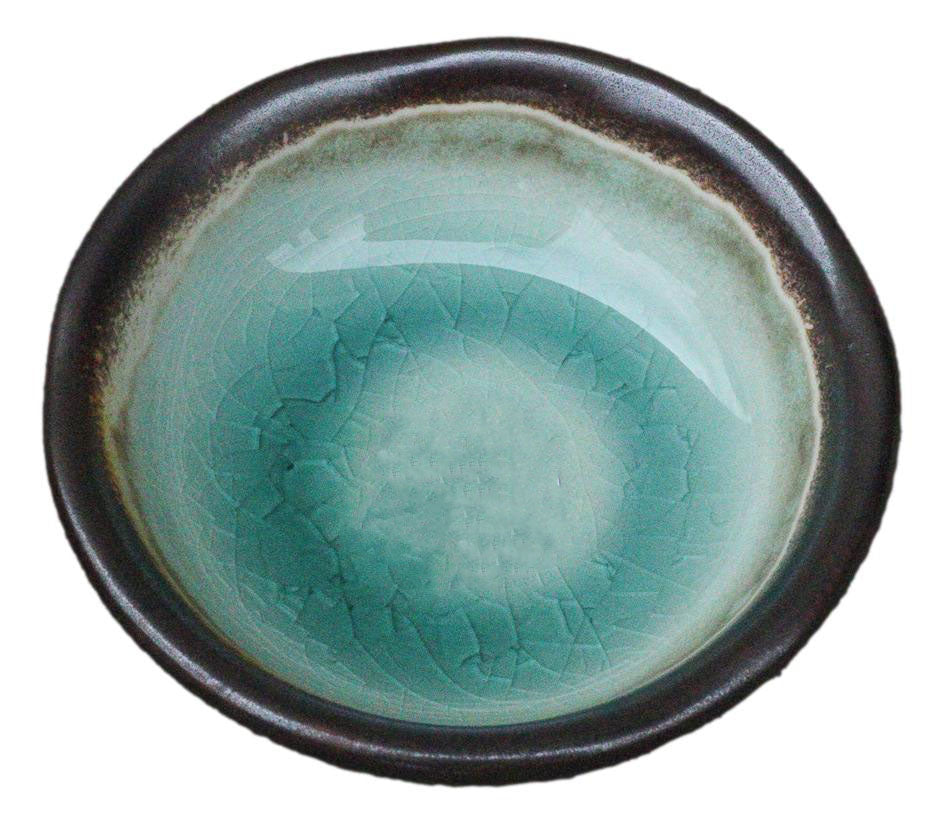 Pack Of 6 Green Crackle Midori Kannyu Wavy Round Condiment Sauce Dishes 2oz