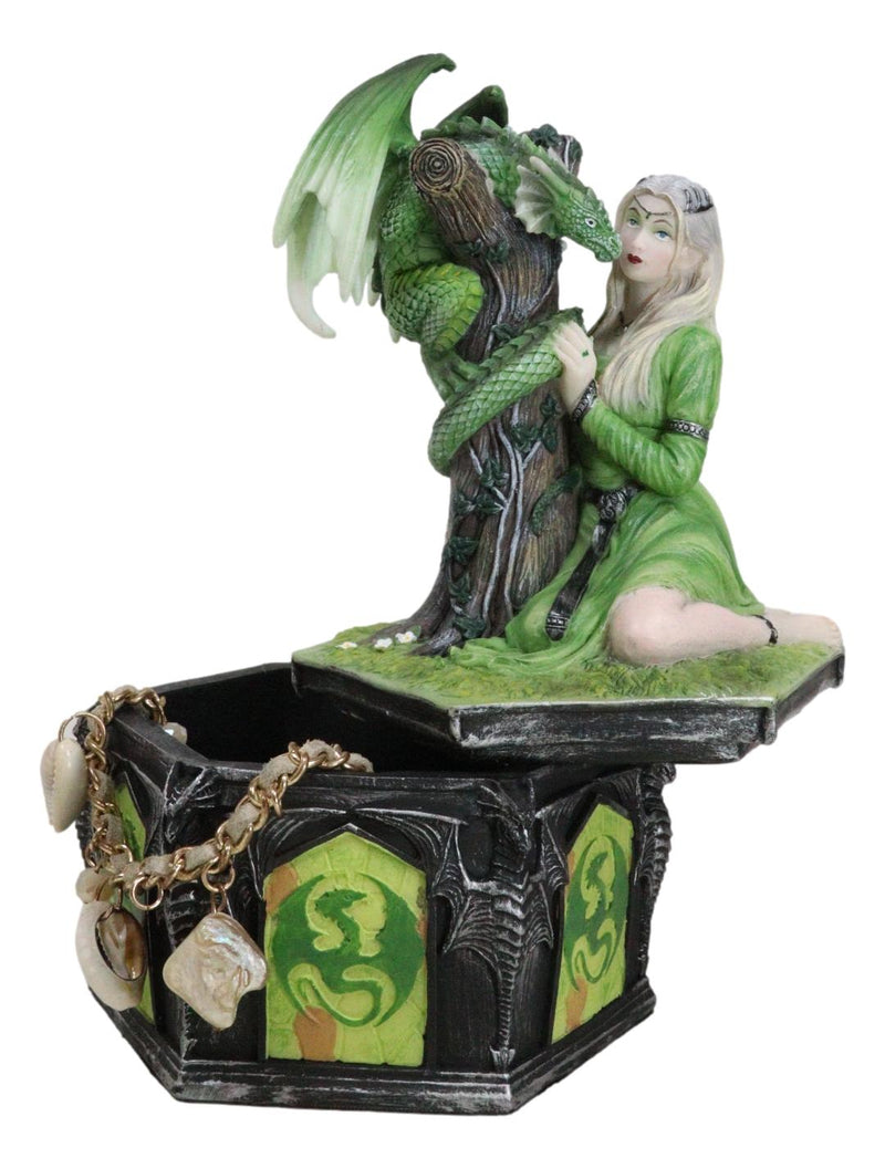 Fantasy Four Seasons Summer Friendship Fairy With Dragon Decorative Box Figurine