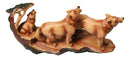 Three Howling Wolves Family Faux Wood Sculpture, Rustic Woodland Wolf Pack Decor