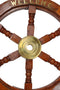 Nautical Marine Vintage Wood Brass Ship Steering Helm Boat Wheel Wall Decor 23"D