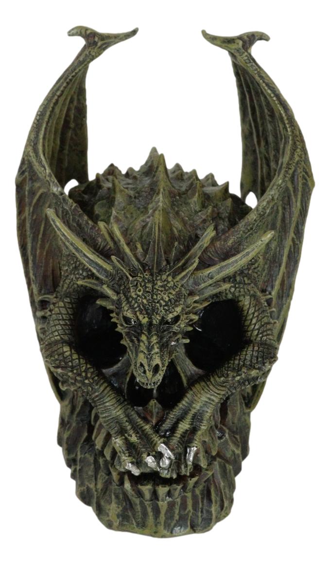 Hades Hellbringer Drogon Winged Behemoth Dragon Perching On Rocky Skull Figurine