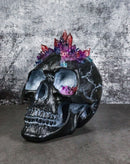 Macabre Wicca Magic Purple Hues Crystals Black Cranium Skull Figurine