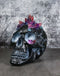 Macabre Wicca Magic Purple Hues Crystals Black Cranium Skull Figurine