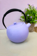 Pastel Purple Minimalist Tilted Round Cast Iron Teapot 28oz Tea Pot With Handle