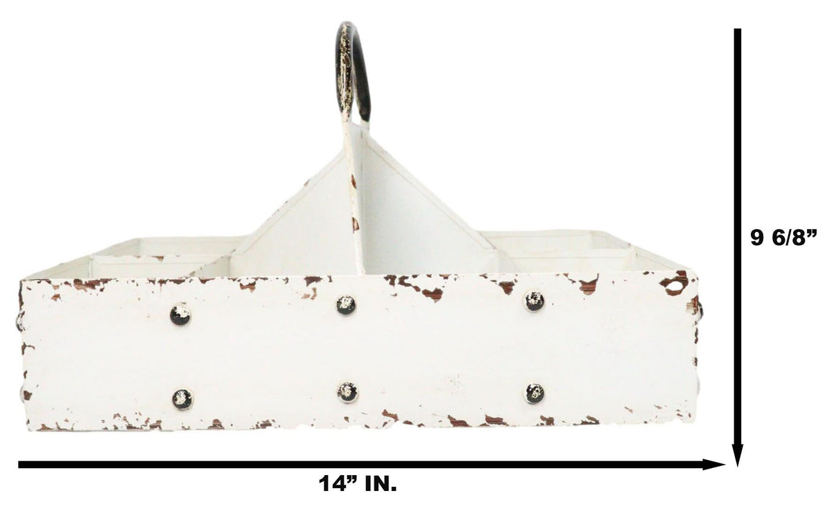 White Vintage Distressed Metal 8 Divided Section Seeding Tray Planter Pot 14"L