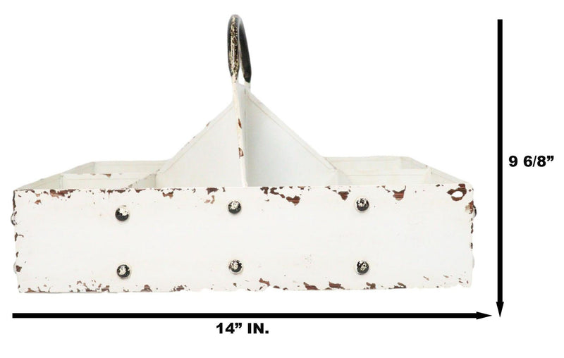 White Vintage Distressed Metal 8 Divided Section Seeding Tray Planter Pot 14"L