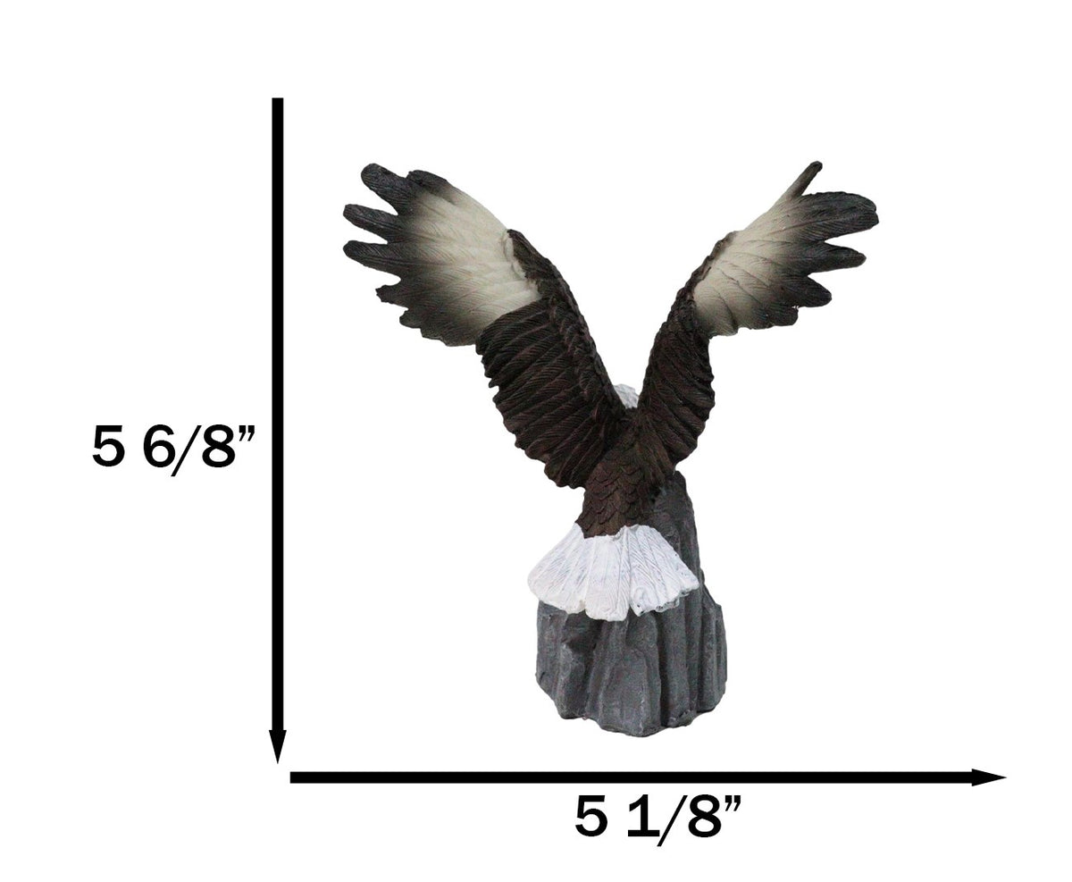American Pride Bald Eagle with Open Wings by Rocky Cliff Ledge Figurine 5.75"H