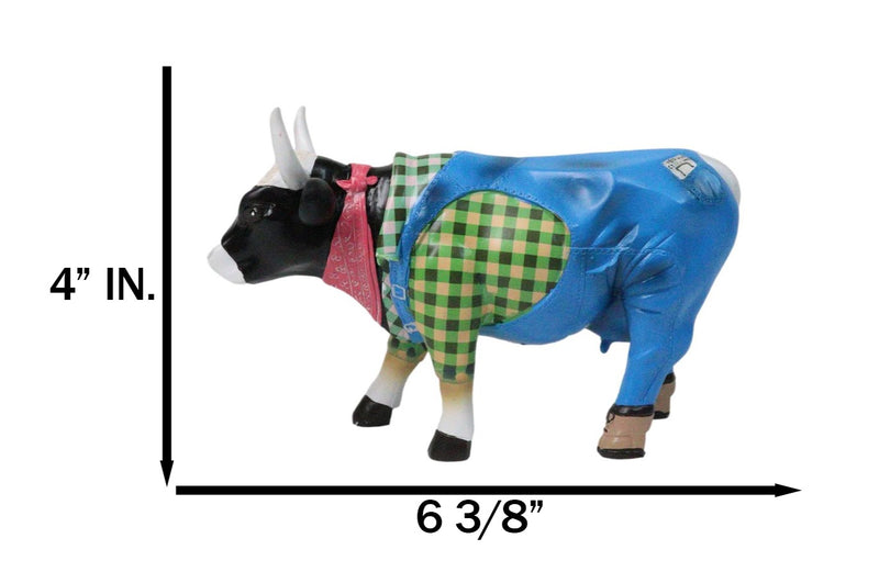 Cow Parade Western Country Farmer Cow In Bib Overalls Collector's Figurine