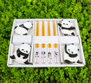 Happy Panda Bears Ceramic Sauce Dishes Chopsticks And Rests Sushi Set For 2