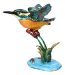 Blue Kingfisher Bird Pewter Austrian Crystals Jeweled Trinket Jewelry Box