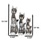 Balinese Wood Handicraft Striped Ears Feline Cat Family Set of 3 Figurines 20"H