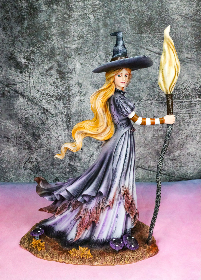 Amy Brown Fantasy Halloween Bewitching Autumn Witch With Broomstick Figurine