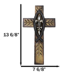 Rustic Ichthys Jesus Fish With Fleur De Lis Olive Carving Faux Wood Wall Cross