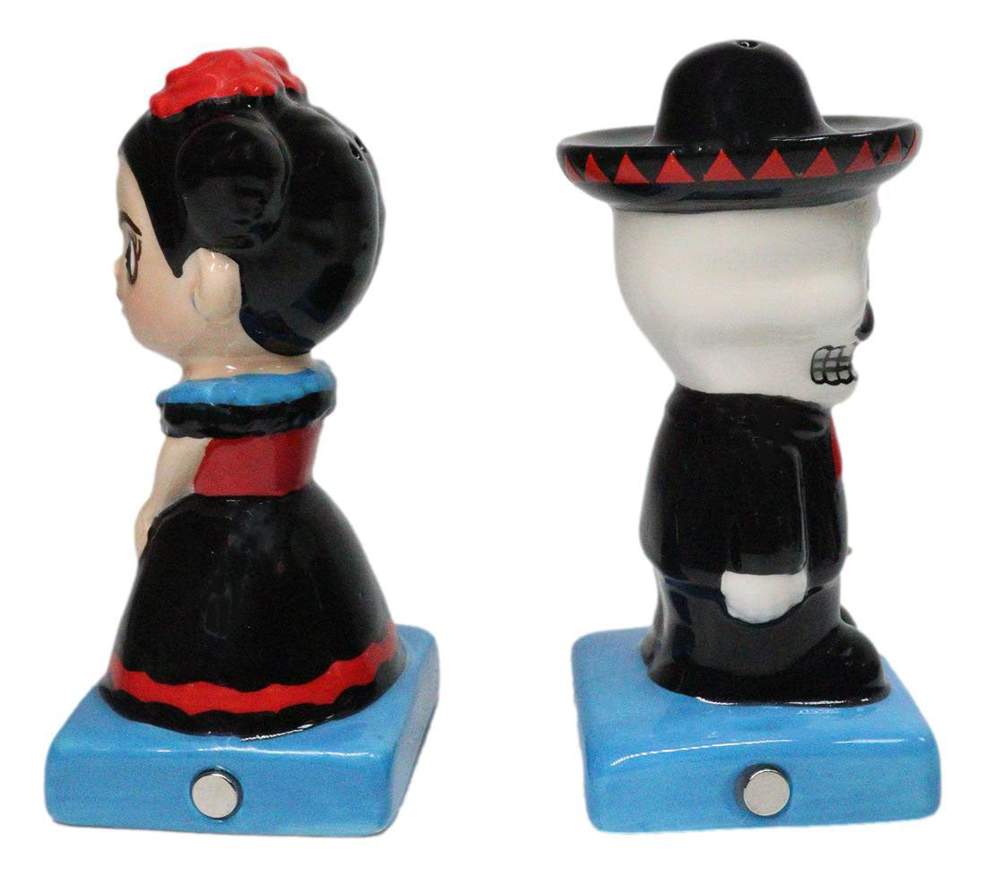 Day Of The Dead Friends For Life & Death Sugar Skull Dancers Salt Pepper Shakers