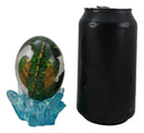 Green Dragon In Acrylic Glass Egg With Aqua Crystals And LED Lava Rock Bases