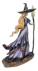 Amy Brown Fantasy Halloween Bewitching Autumn Witch With Broomstick Figurine
