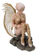 Victory Angel Winged Warrior Seraph With Golden Fish Net Outfit Figurine 6.25"H