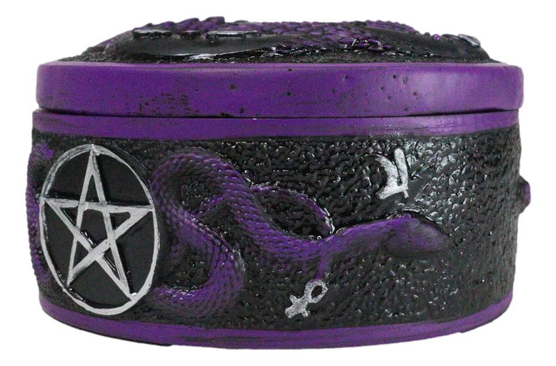 Wicca Occultic Alchemist Snake Serpent With Pentagram Small Trinket Box 4"D