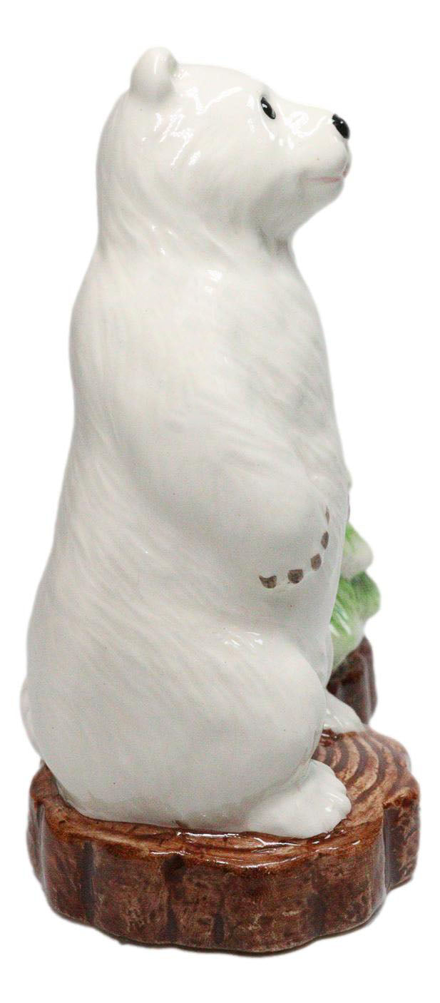 Arctic Wild Snow Polar Bear And Pine Tree Ceramic Salt And Pepper Shakers Set