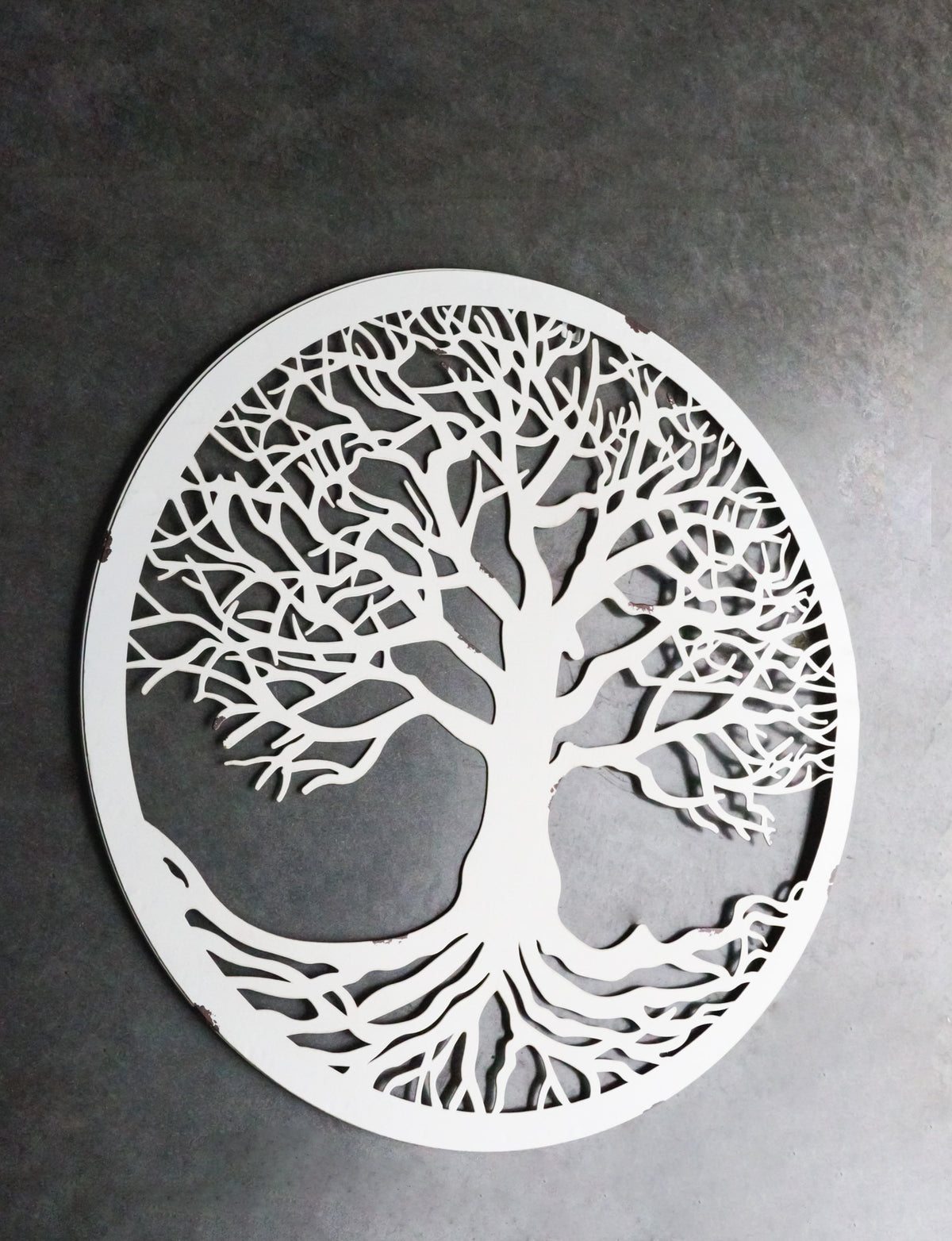 White 23"D Oversized Celtic Tree of Life Medallion Metal Wall Circle Plaque