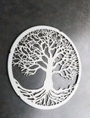 White 23"D Oversized Celtic Tree of Life Medallion Metal Wall Circle Plaque