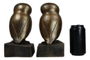 Faux Bronze Wise Forest Barn Owls On Pedestals Bookends Pair Set Figurines