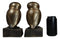 Faux Bronze Wise Forest Barn Owls On Pedestals Bookends Pair Set Figurines