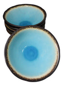 Pack Of 6 Crackle Blue Sky Aozora Kannyu Ceramic Large Pho Ramen Soup Bowls 47oz