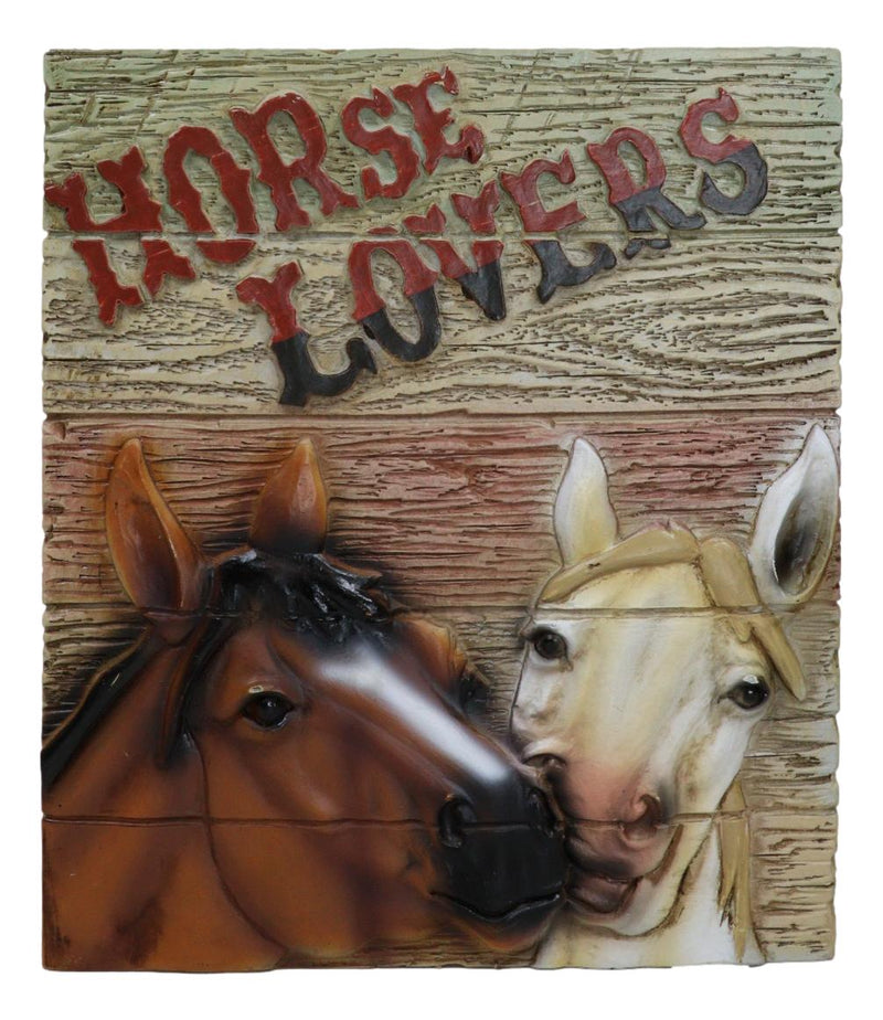 Rustic Western Horse Couple Lovers Faux Wood Wall Decor Frameless Picture Plaque