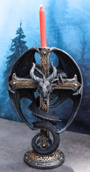 Medieval Fantasy Altar Drake Dragon Coiled On Celtic Knotwork Cross Candleholder