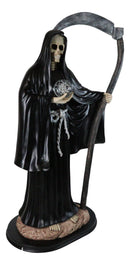 Large 2 Feet Protection Santa Muerte Skeleton With Scythe in Black Robe Statue