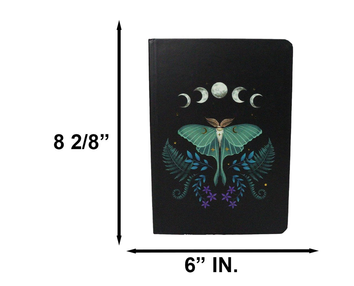 Dark Forest Lunar Phases Of The Moon Moth A5 Lined Journal Notebook 200 Pages