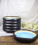 Pack Of 6 Blue Sky Aozora Kannyu Blue Sky Porcelain Wavy Round Deep Plates 9"D