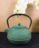 Tokusa Green And Gold Gradient Cast Iron Tetsubin Teapot With Enamel Liner