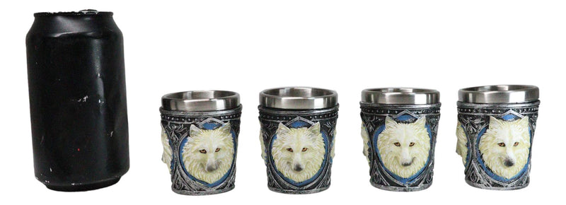 Mythical Fantasy Albino Snow White Wolf Shot Glasses 2-Ounce Set Of 4 Novelties