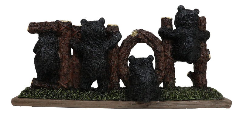 Rustic Western Forest Black Bear Cubs By Tree Logs HOME Sign Desktop Plaque