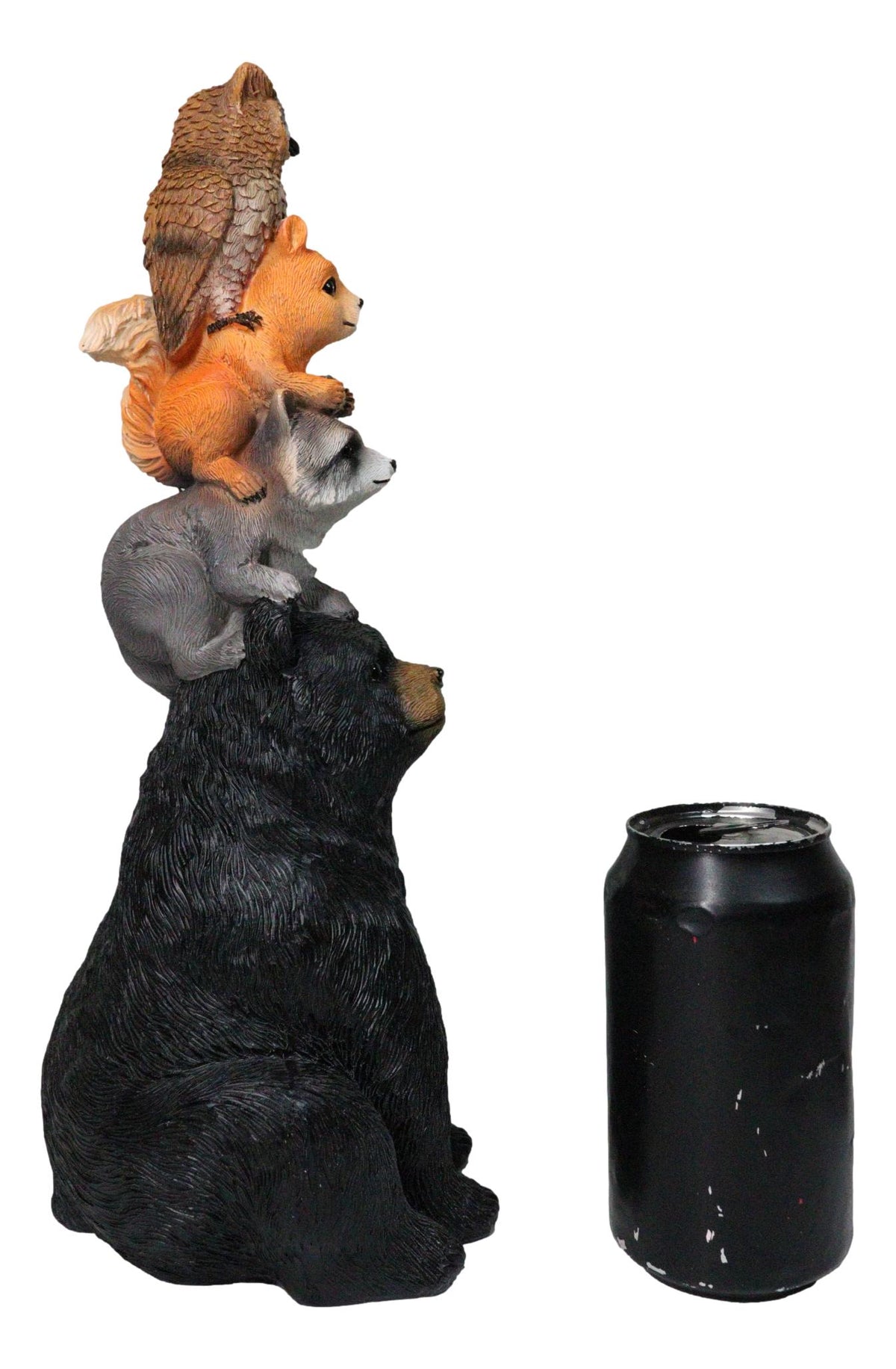 Woodlands Forest Totem Companions Black Bear Raccoon Squirrel Owl Stack Figurine