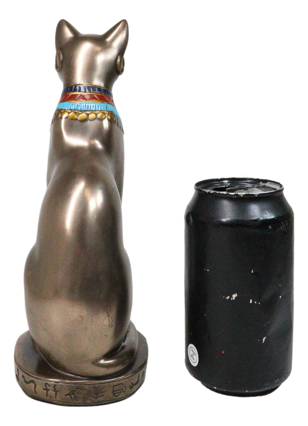Egyptian Goddess Faux Bronze Bastet Cat Sitting in Royal Pose Figurine