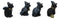 Set of 4 Halloween Black Cats With Witch Hats Broom Pentagram Mini Figurines