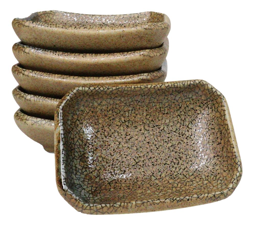 Set Of 6 Japanese Sunaji Kairagi Earth Sky Porcelain Condiment Sauce Dishes 2oz