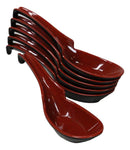 Sleek Red Black Melamine Asian Soup Spoons With Ladle Hook & Notch Set Of 6