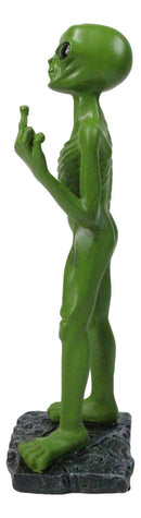 UFO Space Green ET Roswell Alien Flipping The Bird Middle Finger Figurine 7.5"H