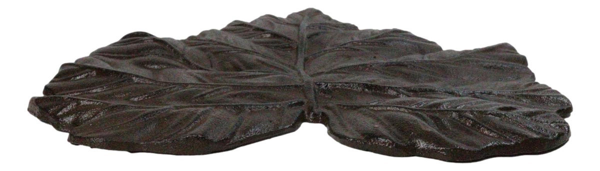 Pack of 3 Rustic Cast Iron Leaf Stepping Stone Textured Botanical Garden Accent