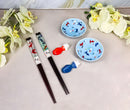 Goldfish Kingyo Pastel Blue Sauce Dishes Chopsticks And Rests Sushi Set For 2