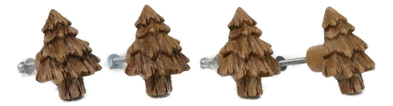 Set Of 4 Western Rustic Forest Pine Trees Faux Wooden Cabinet Door Pull Knobs